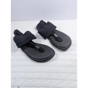 Sanuk Yoga Sling Yoga Black Fabric Sandals Women 6 COMFY Walking Beach